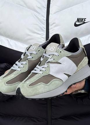 Кросівки хакі унісекс new balance 327 khaki grey white х нью беланс 39