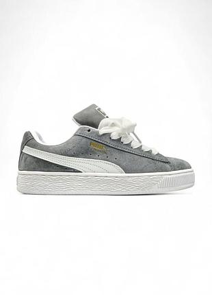 Серые кроссовки унисекс puma suede xl grey white х пума 39