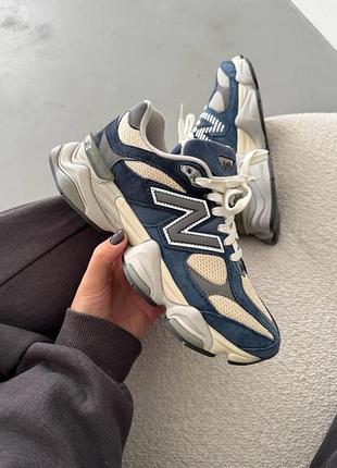 Замшеві блакитні кросівки new balance 9060 indigo blue grey х нью беланс 40