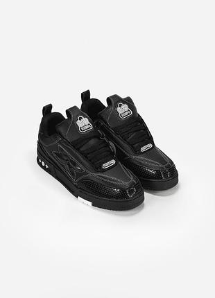 Чорні кросівки унісекс louis vuitton skate black white х луї віттон 42