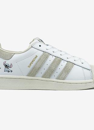 Женские молочные кроссовки adidas superstar cloud white disney stitch х суперстар 36