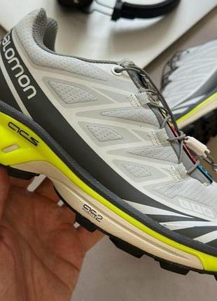 Белые кроссовки унисекс salomon xt-6 lab white grey yellow х саломон 38