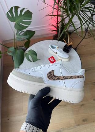 Белые кожаные кроссовки nike court vision alta white leopard женские найк корт 40