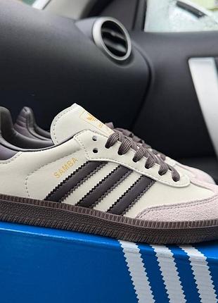 Женские белые кроссовки adidas samba white brown x самба 38
