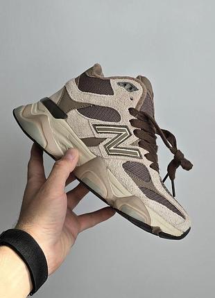 Коричневые кроссовки унисекс new balance 9060 high brown winter fur x нью беланс 45