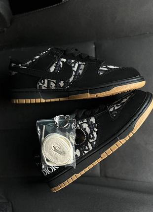 Черные кроссовки унисекс nike sb dunk low dior black beige х данк 38