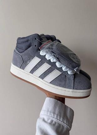 Серые кроссовки унисекс adidas campus high grey white winter fur x кампус 38
