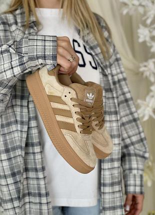 Бежеві жіночі кросівки adidas samba beige x самба 37