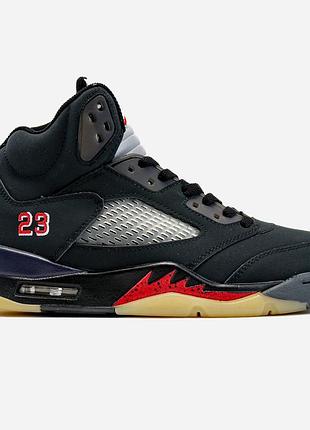 Мужские чёрные кроссовки nike air jordan 5 retro off-noir gore-tex х джордан 45