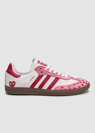 Жіночі білі кросівки adidas samba comme des garçons play white pink x самба 36