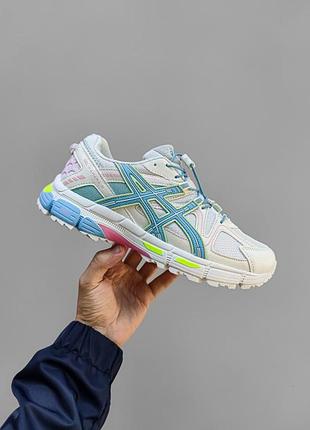 Женские белые кроссовки asics gel kahana 8 white blue pink yellow х асикс 37