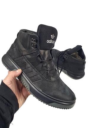 Черные мужские кроссовки adidas posturo design boots winter fur black x постюро 43