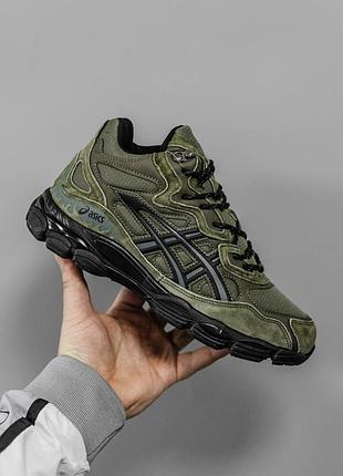 Мужские кроссовки хаки asics gel nyc high gore-tex winter fur khaki х ассикс 41