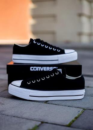 Чорні кросівки унісекс converse chuck taylor all star lift ox platform trainers х конверс 43