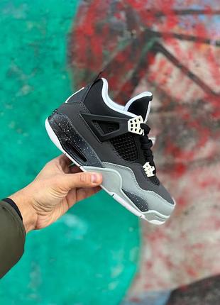 Черные кроссовки унисекс air jordan retro 4 se fear black white grey х джордан 40
