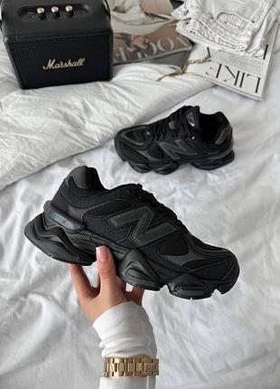 Черные кроссовки унисекс new balance 9060 black х нью беланс 37