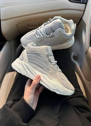 Серые замшевые кроссовки унисекс adidas yeezy boost 700 grey winter fur x буст 37