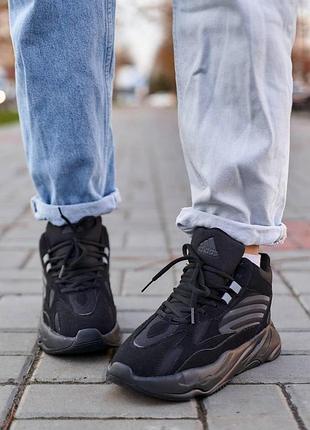 Чорні замшеві кросівки унісекс adidas yeezy boost 700 v2 black winter fur x буст 36