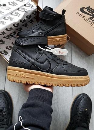 Черные мужские кроссовки nike air force 1 high black gum gore-tex x эйр форс 42