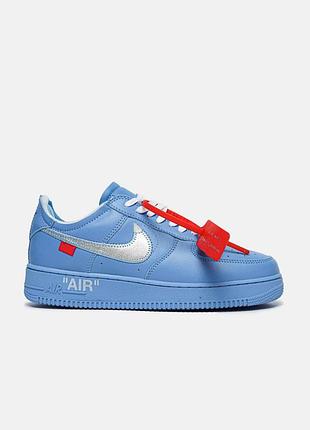 Голубые мужские кроссовки nike air force 1 low off-white blue х эйр форс 45