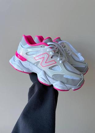 Женские белые кроссовки new balance 9060 caged pink х нью беланс 36