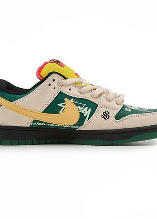 Бежевые кроссовки унисекс nike sb dunk low stussy racer custom х данк 41