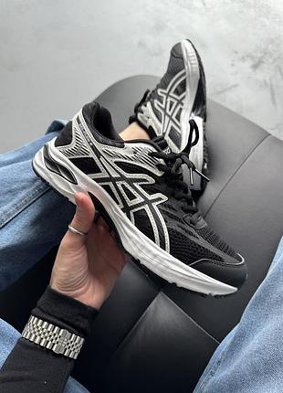Черные кроссовки унисекс asics gel flux black white х ассикс 39