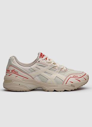 Мужские бежевые кроссовки asics gel 1090 birch white red х ассикс 41