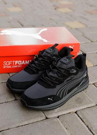 Чорні чоловічі кросівки puma pwrframe gore-tex termo black х пума 44