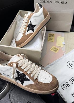 Коричневые женские кроссовки golden goose brown white х голден гус 37
