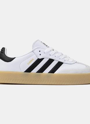 Белые женские кроссовки adidas samba platform white black gum sole x самба 41