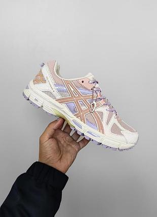 Белые кроссовки asics gel kahana 8 white purple pinky х асикс 36