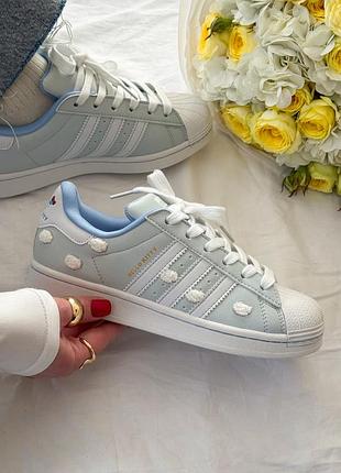 Жіночі блакитні кросівки adidas superstar hello kitty blue white х суперстар 39