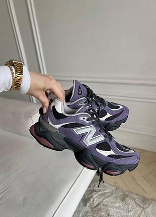 Замшеві фіолетові кросівки new balance 9060 violet noir х нью беланс 41
