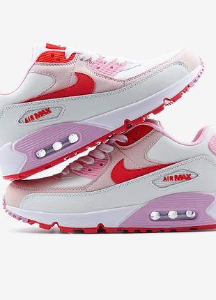 Жіночі білі кросівки nike air max 90 valentine's day white pink х ейр макс 38
