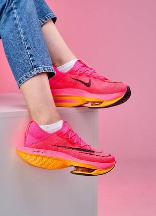 Розовые кроссовки унисекс nike air zoom alphafly pink orange х зум 39