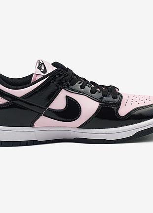 Женские черные кроссовки nike sb dunk low pink black patent foam х данк 38