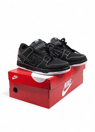 Чёрные кроссовки унисекс nike sb dunk low black white х данк 38