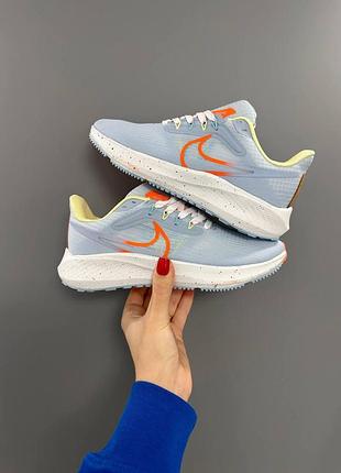 Женские голубые кроссовки nike air zoom pegasus 39 blue white orange х зум 37