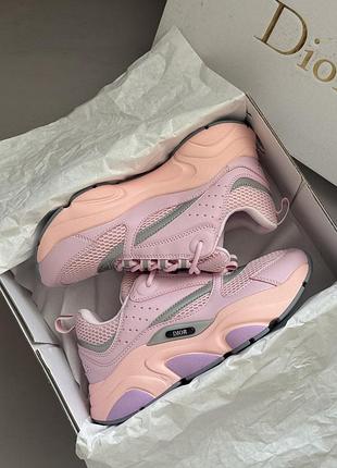 Розовые женские кроссовки dior b22 pink х диор 36