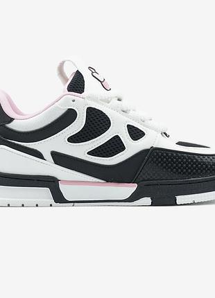 Чорно-білі жіночі кросівки louis vuitton skate sneaker black white pink х луї віттон 40