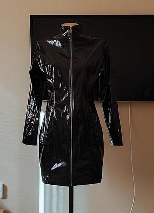 Шикарна чорна латексна готична сукня honour clothing