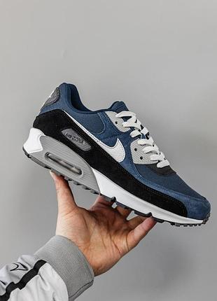 Синие кроссовки унисекс nike air max 90 blue black х эйр макс 40