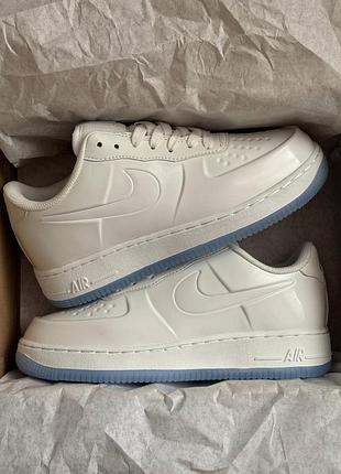 Білі кросівки унісекс nike air force 1 low foamposite white blue х найк ейр форс 42