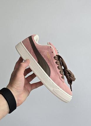Розовые женские кроссовки puma suede xl pink brown х пума 37