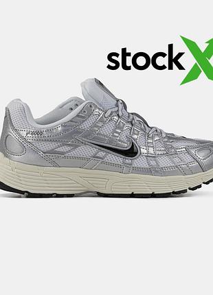 Серебристые кроссовки унисекс nike p-6000 silver black х найк 43