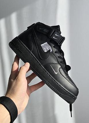 Чорні чоловічі кросівки nike air force 1 utility high black winter fur x ейр форс 43