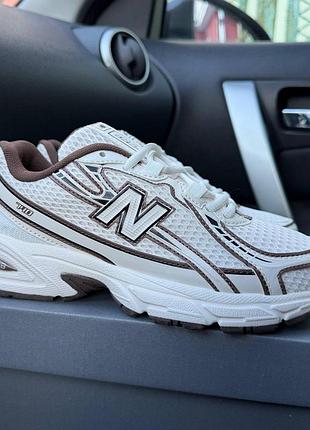 Женские белые кроссовки new balance 740 white brown х нью беланс 41