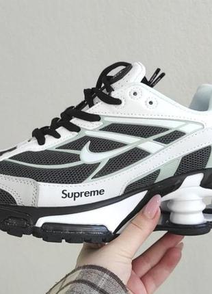 Мужские черно-белые кроссовки nike shox ride 2 sp supreme black white grey x шокс 45