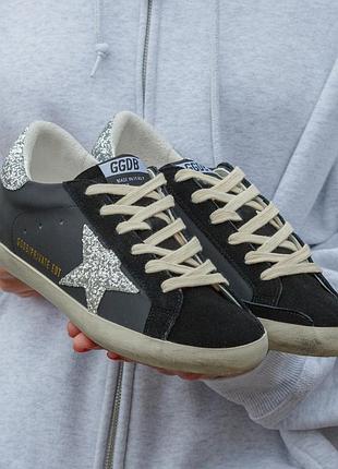 Чорні жіночі кросівки golden goose black silver star х голден гус 37